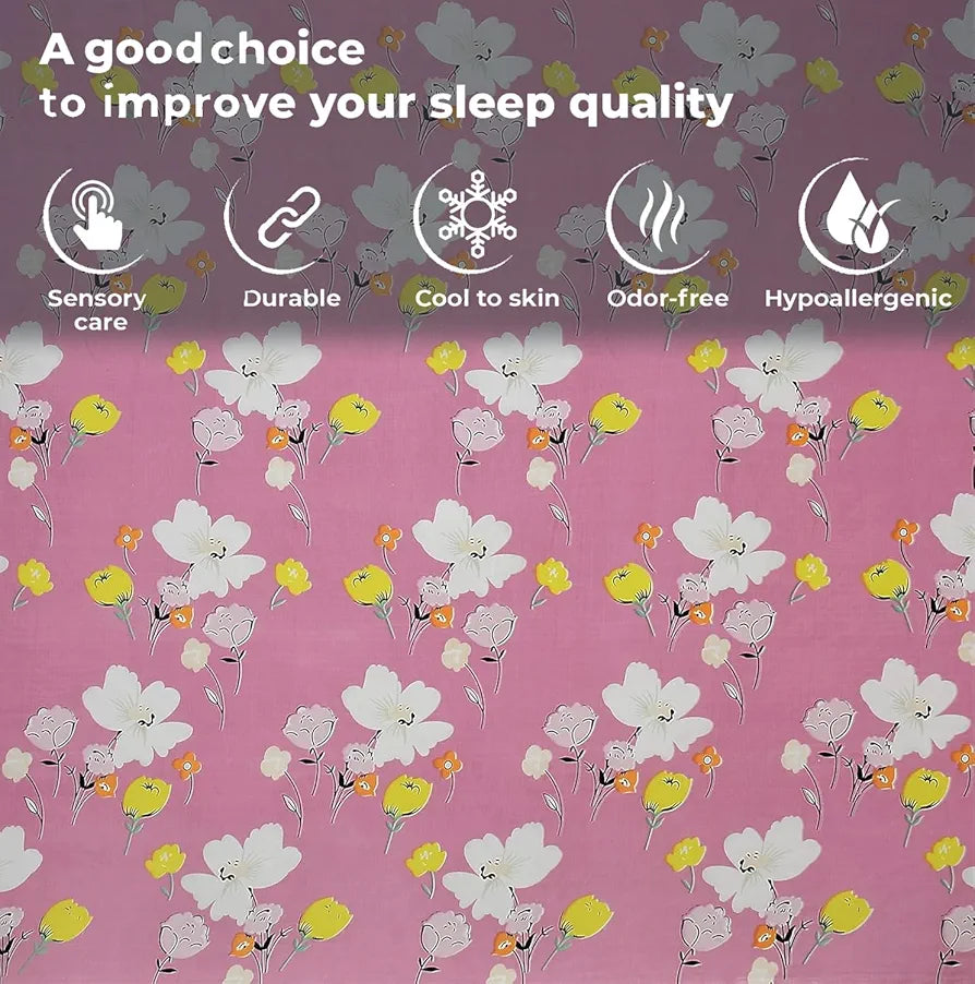 Fresh From Loom Floral Design Bed Spread With Pillow Covers Hypo-Allergenic Microfiber King Bedsheet For Double Bed Wrinkle Free Bedsheets Bedcover 144 TC Punch Pink