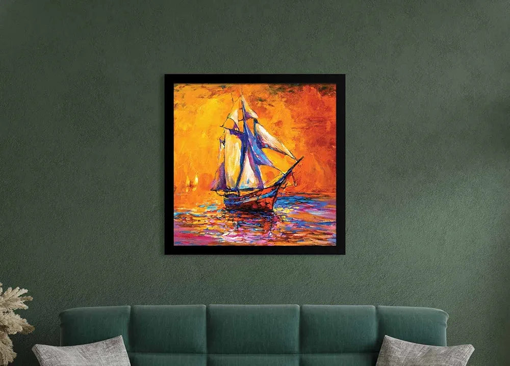 ArtX Colorfull Ship Oil Painting Big Canvas Painting