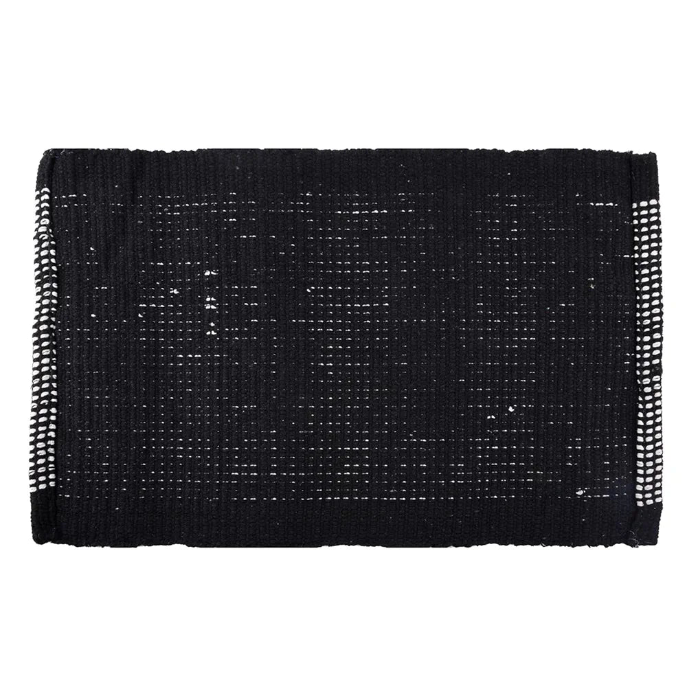 Kuber Industries Door Mat White Cut Loop Doormat Microfiber Entrance Mat Black Colour