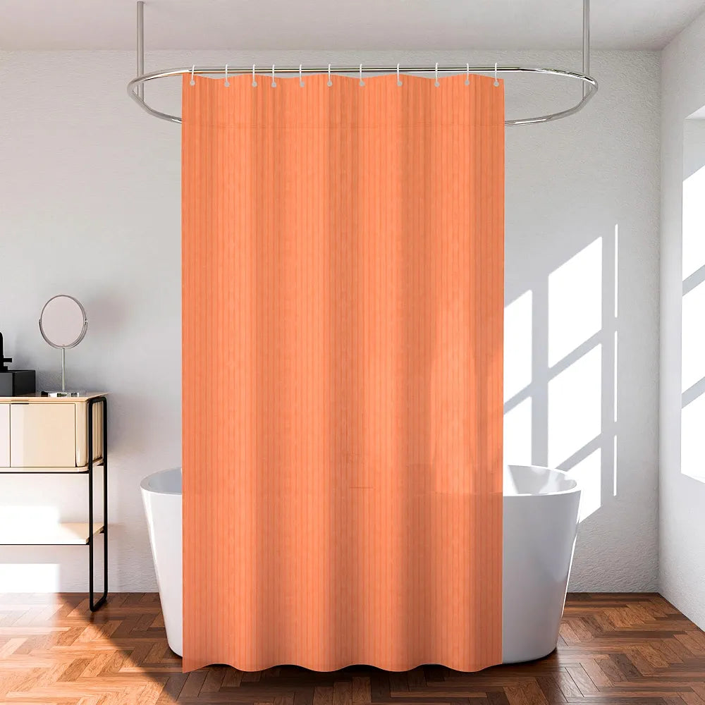 Kuber Industries Shower Curtain Bathroom Shower Curtain 8 Rings Curtain Lining Orange