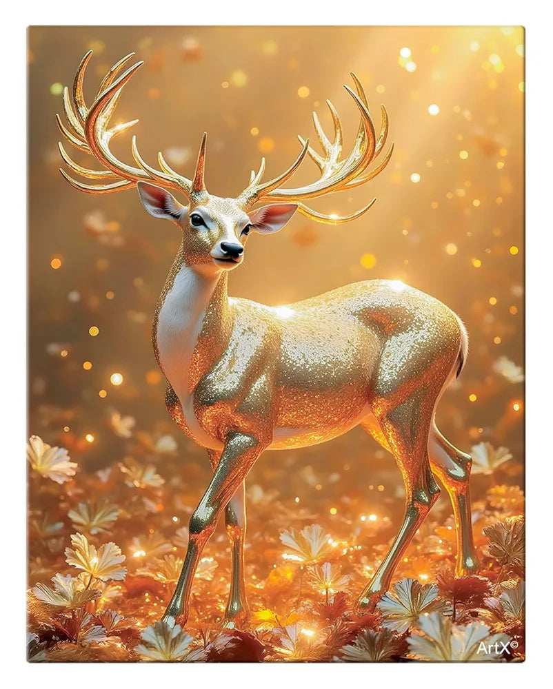 ArtX Canvas Vastu Golden Deer Wall Painting Big Size Canvas Painting