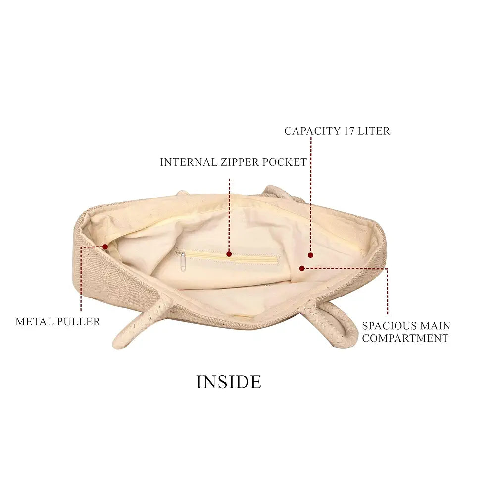 Astrid Embroidered Floral Jute Tote Bag for Women and Girls