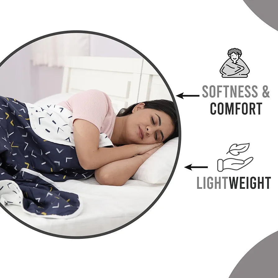 Divine Casa 120 GSM Microfiber Single Bed Comforter Soft & Lightweight Reversible AC Blanket Colour Navy Blue