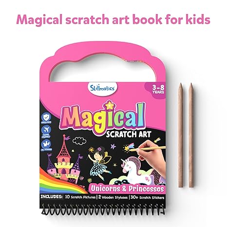 Skillmatics Paper Magical Scratch Art Book Unicorns & Princesses Multicolour Activity