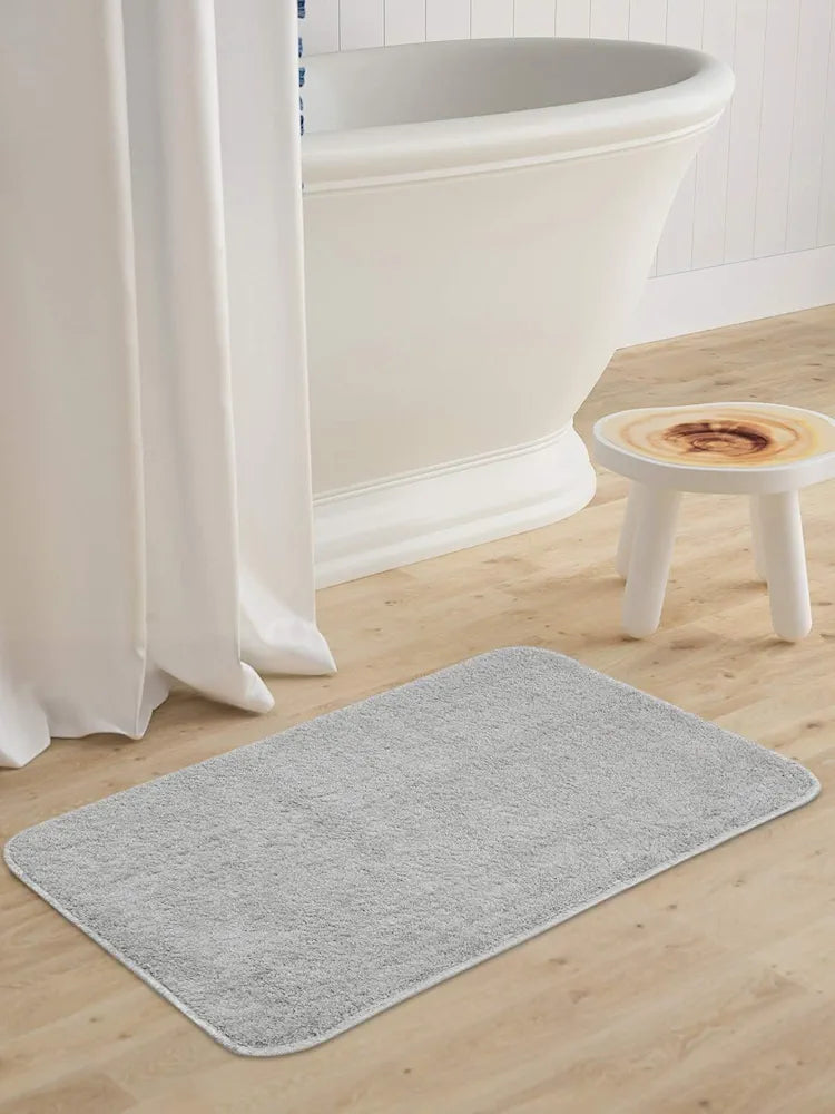 Saral Home Neo Shaggy Yarn Anti-Skid Bath Mats Colour Grey