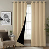 Urban Space Blackout Curtains for Window 5 Feet Set of 2, Thermal Insulated Curtains with Eyelets and Tiebacks, Solid Curtain Soft Beige Colour