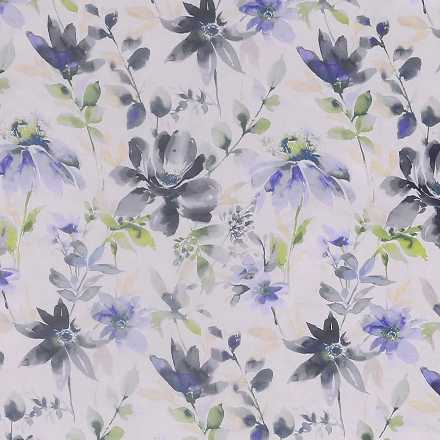 Cloth Fusion Blackout Printed Premium Door Curtains 7 Feet Long Set of 2 Blue Lotus