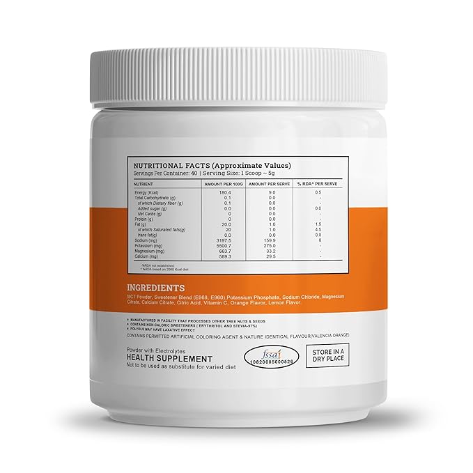 Wellcore-Electrolytes Orange Electrolyte Drink Powder - 200 gms