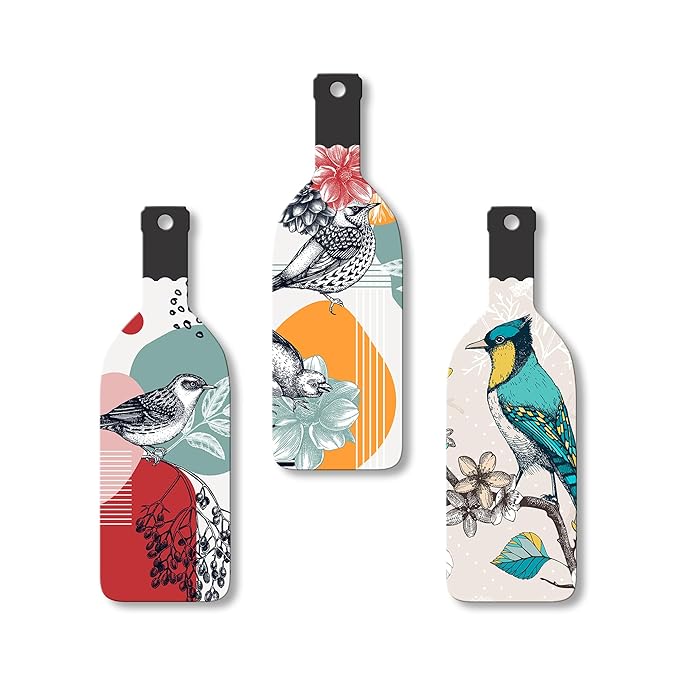 Artvibes Birds on Branch Wooden Wall Hanging for Home Decor | Set of 3