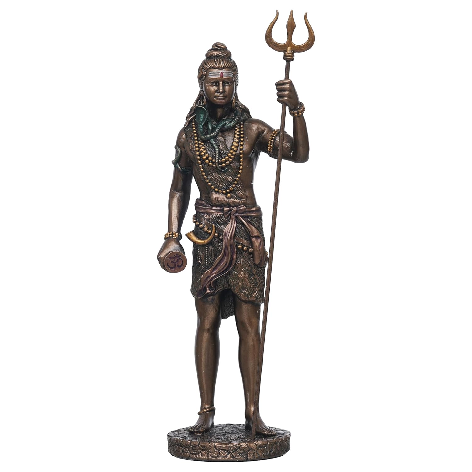 Ecraftindia Polyresin Bronze Finish Standing Lord Shiva Statue With Trishul and Damru | Hindu God Idol for Puja Room