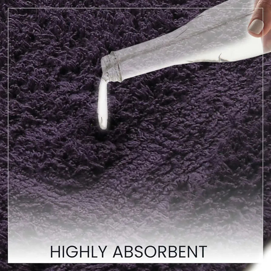 Sashaa World Solid Anti-skid Cotton Bathmat And Contour Set For Bathroom Colour Purple