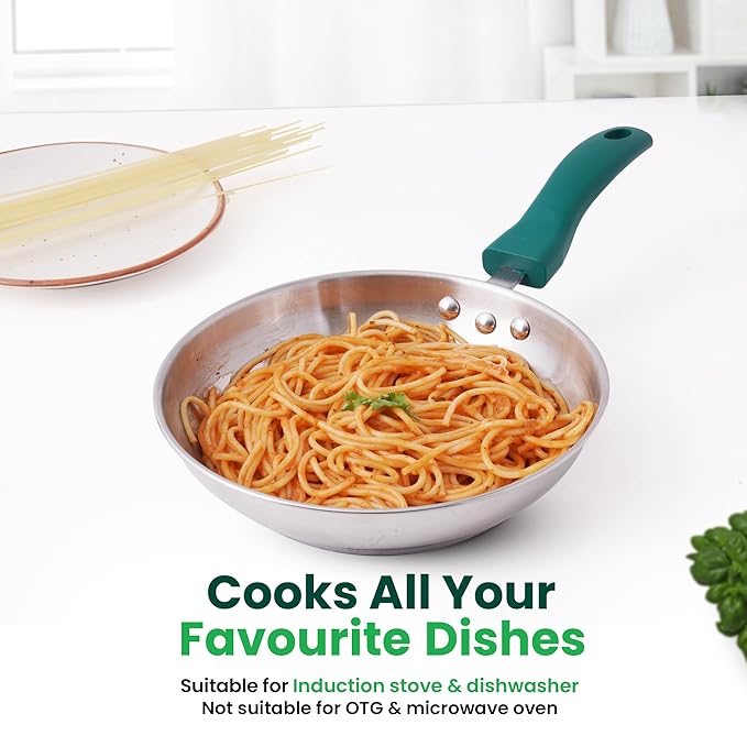 The Indus Valley Stainless Steel Sandwich Bottom Fry Pan with Steel Lid