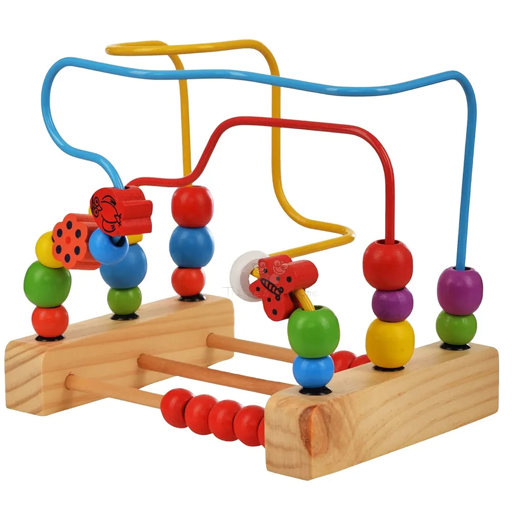 Trinkets & More - Wooden Beads Maze  Puzzle Game Roller Coaster Toddler Large Abacus Learning Activity Centre Kids Educational Toys 12 Months+