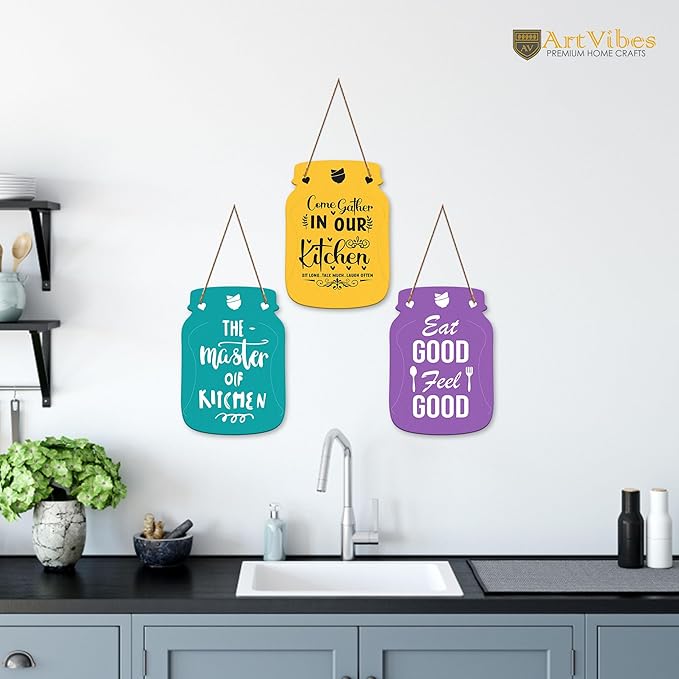 Artvibes Eat Good Feel Good Wall Hanger for Home Decor | Decoration Wooden Hanging Items | Quotes Decor Items