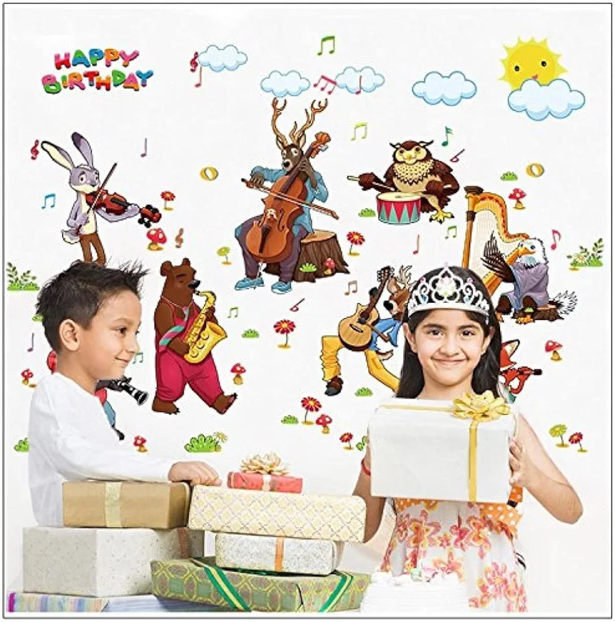 Jaamso Royals Multicolor Zoo Animal Bear Wall Sticker Waterproof and Removable Sticker Zoo Animal Bear Wall Sticker