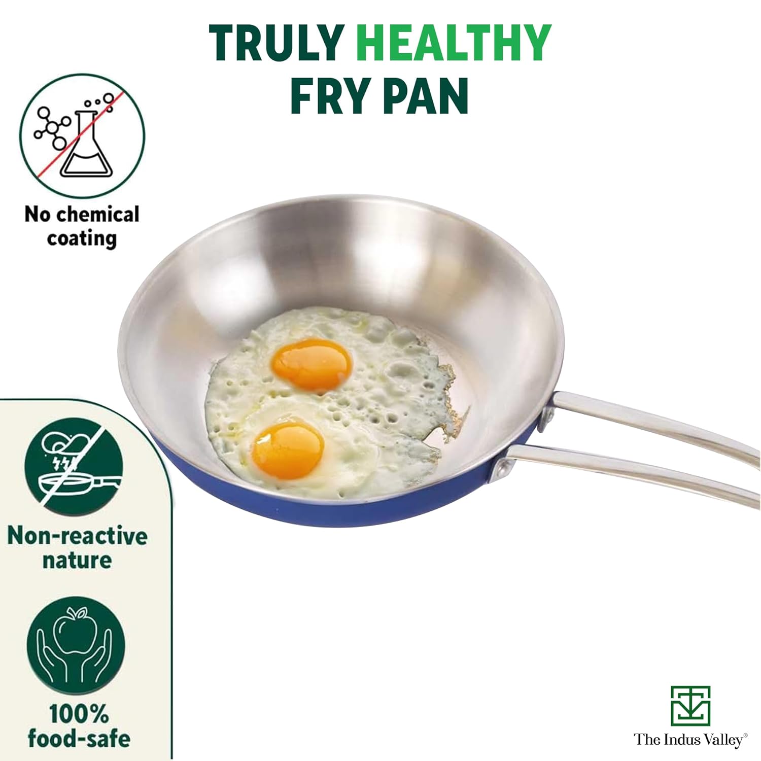 The Indus Valley Coloured Stainless Steel Fry Pan