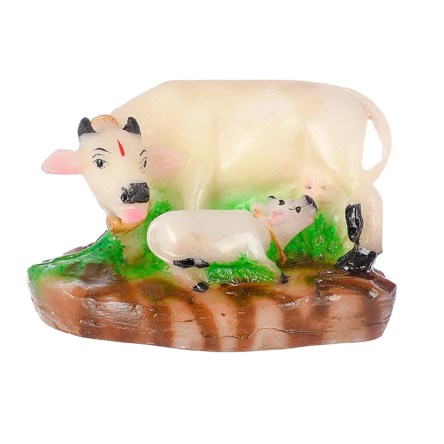 Jaipur Ace Decorative Polystone Cow and Calf Big Statue/idol 8 Inch COW-MILK-03