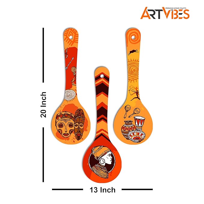 Artvibes Ancient Egyptian Art Wooden Wall Hanger for Home | Set of 3