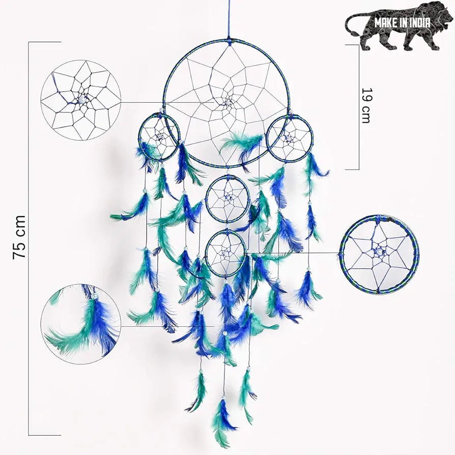 Dream Catcher Traditional Indian Dreamcatcher Wall Art Big Blue Green DC
