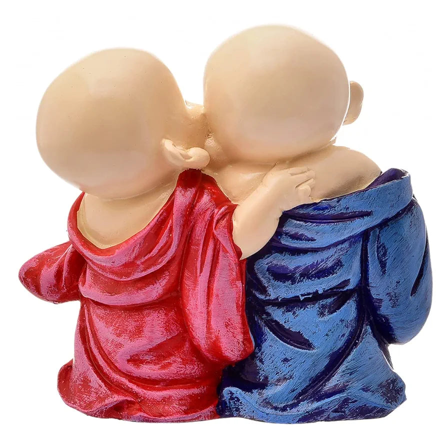 Karigaari India Handcrafted Resine Little Laughing Buddha Monk Sculpture