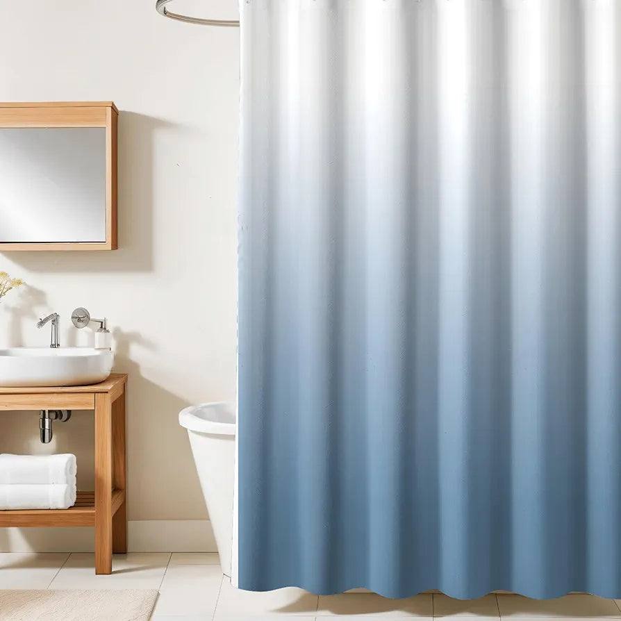Homethreads Embrace Luxury with Our 6-Feet Long Premium Polyester Shower Curtain with 12 Hooks for a Lavish Bathroom Ambiance Blackout Stylish Splendid and Perfectly Sized Blue Colour
