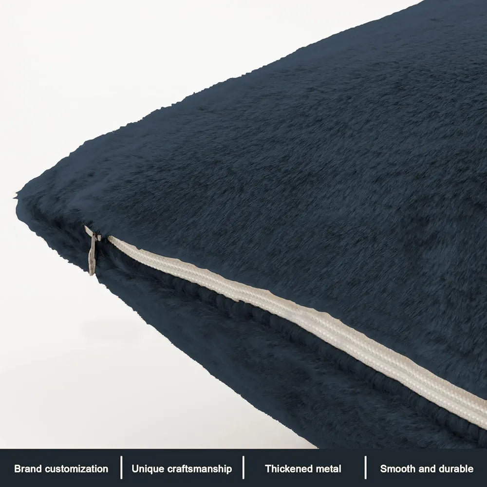 Luxe Home Cushion Cover Duble Side Rabbit Fur Plain Design Covers Set of 2 for Sofa Colour Anthra