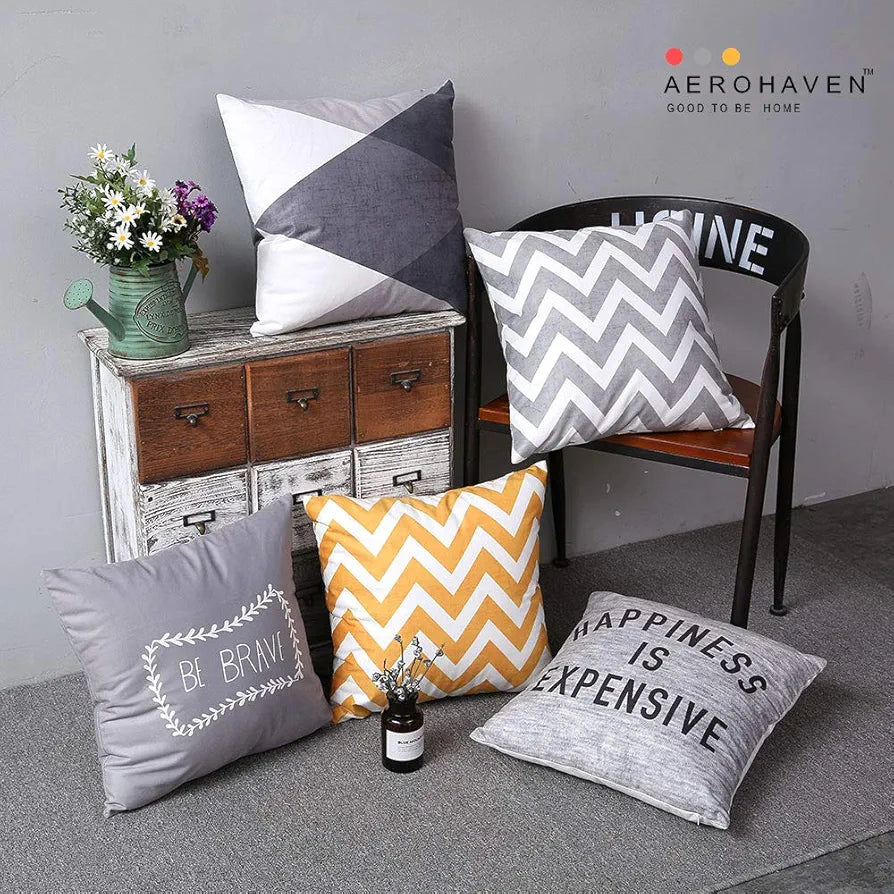Aerohaven Set of 5 Satin Designer Decorative Throw Pillow/Cushion Covers - CC66