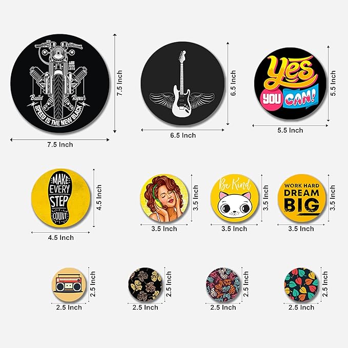 Artvibes Designer Mdf Wooden Wall Hanging Decoration Item for Home | Pack of 11 Pieces