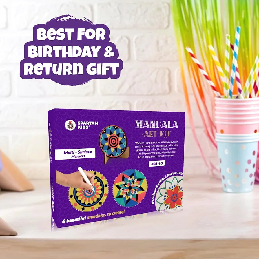 SPARTAN KIDS® Mandala Art Kit Age 3+ | Create 6 Beautiful Mandalas | Art Kit with Mandala Drawing for Kids 6-12 & Craft Kit for Girls 9-12 | Mandala Art Kit for Adults