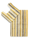 Sashaa World Striped Anti Skid Bathmat And Contour Set Colour Yellow White & Grey Stripe
