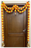 Artificial Marigold Fluffy Flowers Garlands Double line Door Toran Set Yellow & Dark Orange