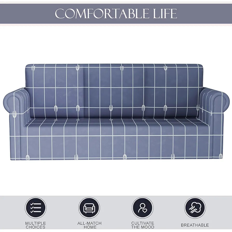 Kuber Industries Elastic Sofa Cover 3 Seater Stretchable Couch Slip Cover Grey