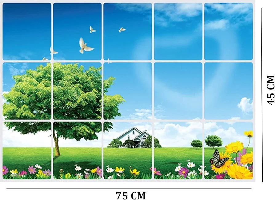 Jaamso Royals Multi Colour Natural Design Removable Vinyl Oil Proof Heat Resistant Tile Kitchen Wall Sticker Nature