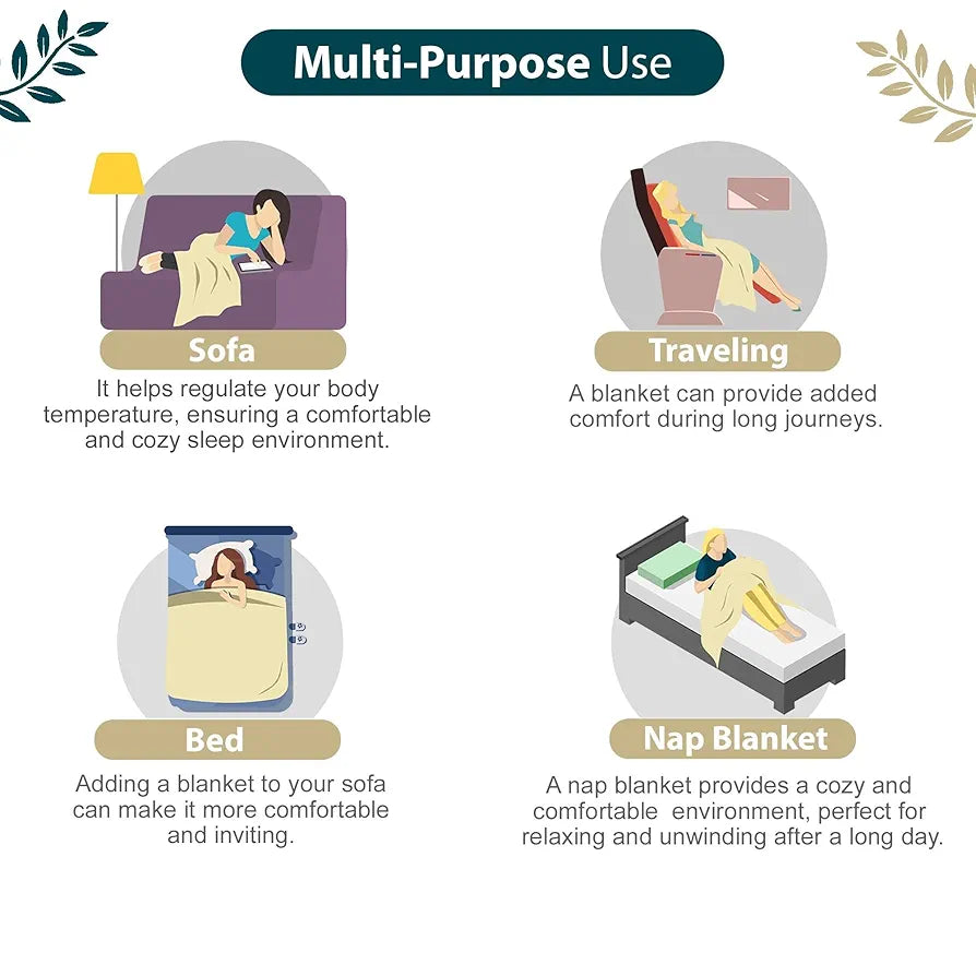 Divine Casa Glace Cotton 120 GSM Reversible Lightweight Printed Double Bed AC Dohar Blanket Quilt TC - 120 Colour Beige and Brown