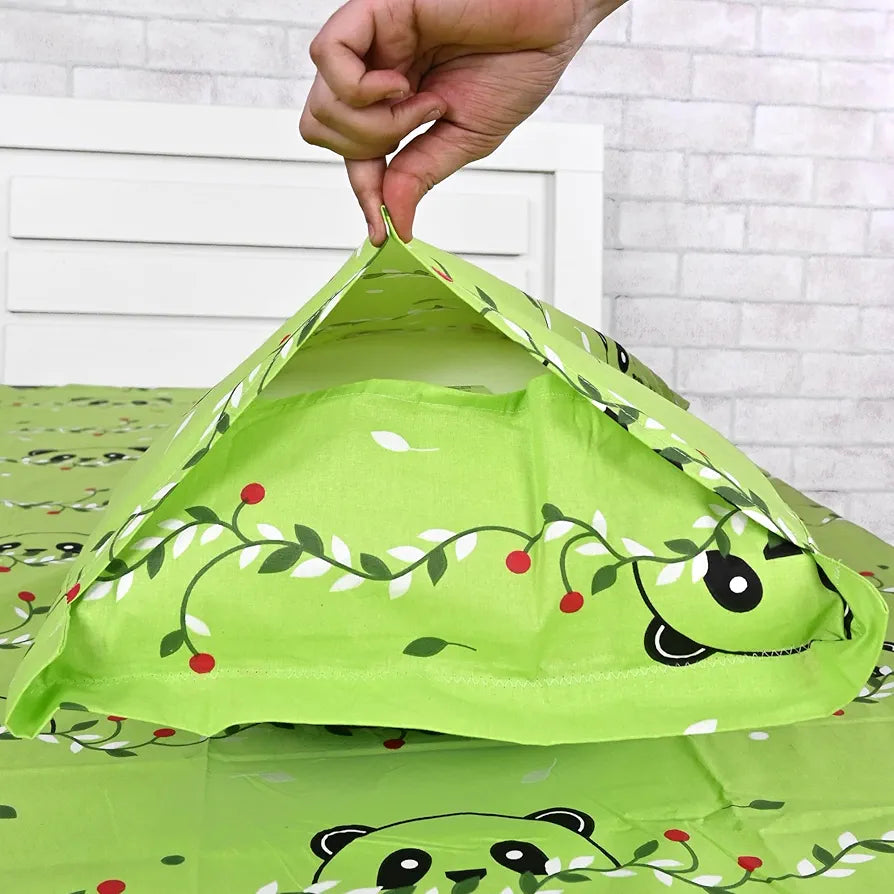 Divine Casa 144 TC 100% Cotton Single Bedsheet with 1 Pillow Cover Abstract Pattern Colour Ice Green