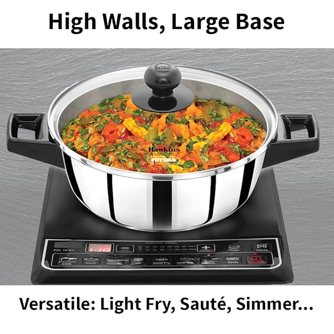 Hawkins 2 Litre Cook n Serve Casserole Stainless Steel Saucepan with Glass Lid