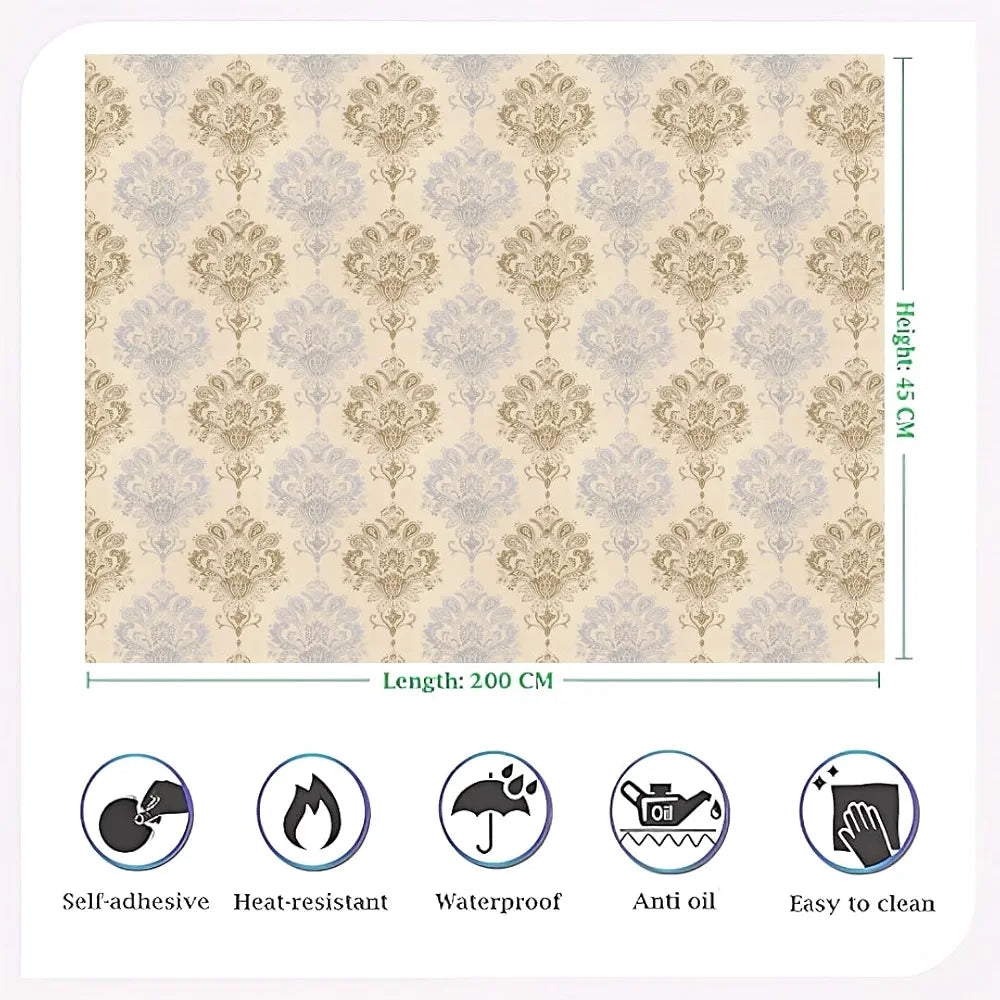 Indian Royals Wallpaper Pvc Vinyl Self Adhesive Peel and Stick Eco Friendly Wallpaper Cream Damask Wallpaper