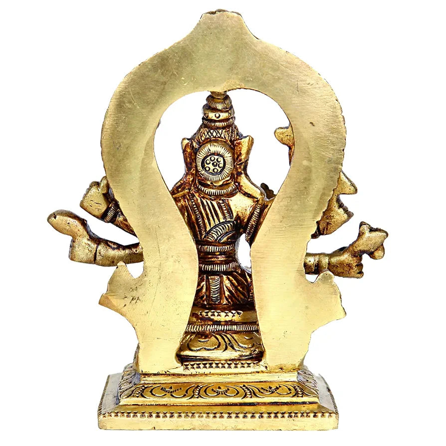 Anciently Brass Varahi Amman Statue with Thiruvachi, Medium, Gold Colour - 