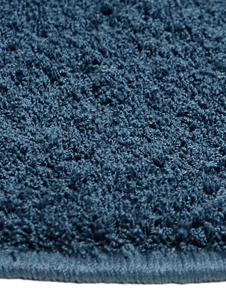 Saral Home Neo Shaggy Yarn Anti-Skid Round Mats Colour Blue