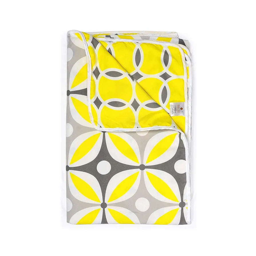Divine Casa 120 GSM Microfiber Double Dohar Soft & Lightweight Throw Blanket Petal Lattice Pattern Colour Mustard Yellow