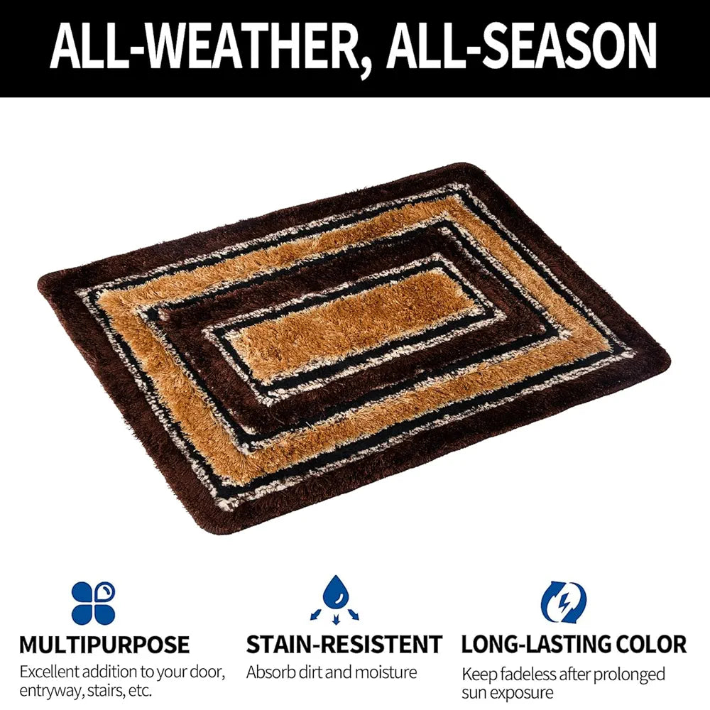 Kuber Industries Square Shape Fur Doormat Microfiber Gold & Brown
