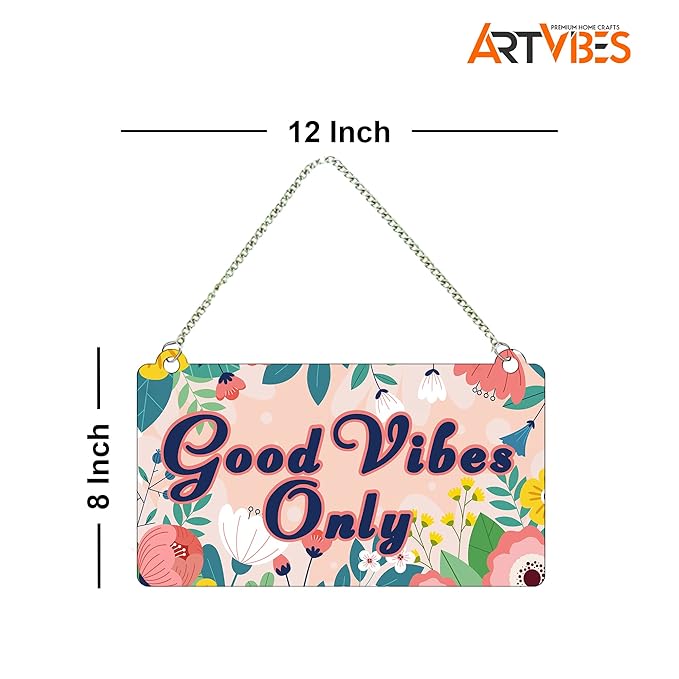 Artvibes Good Vibes Only Designer Wooden Wall Hanging for Home Decor | Artworks Wall Hangings