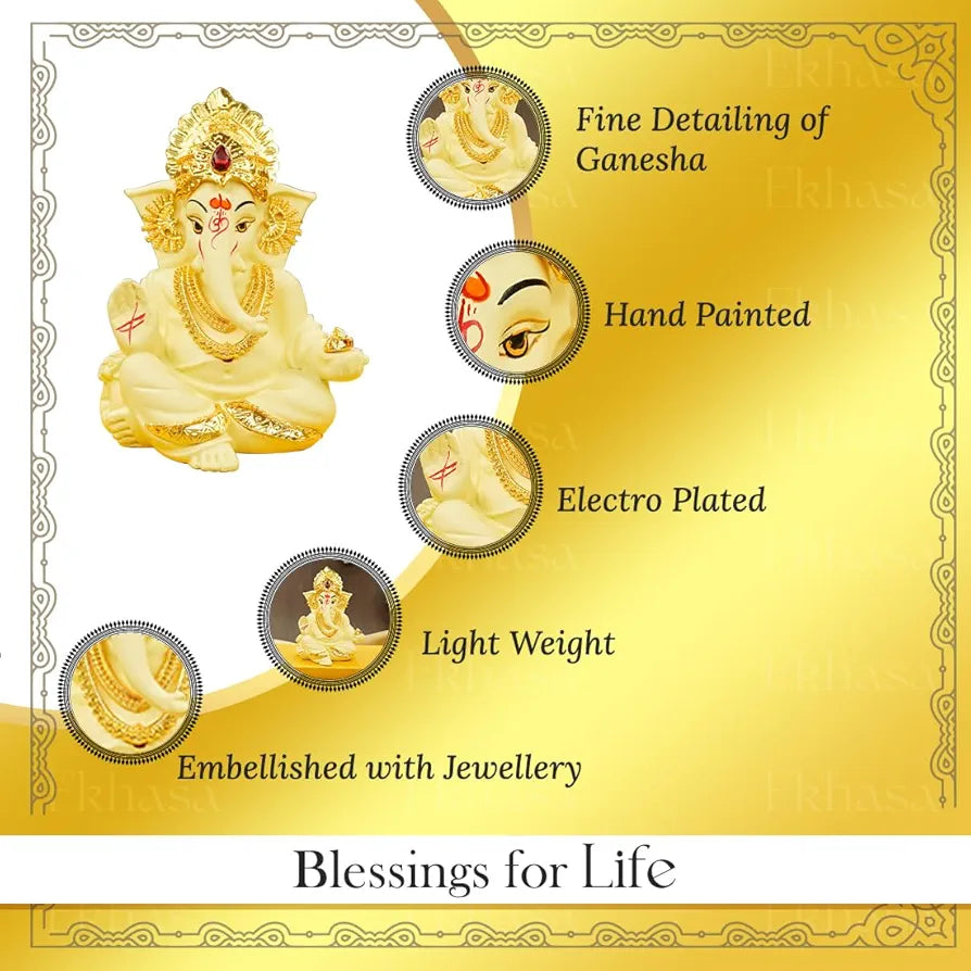 Ekhasa Ganesh Idol for Car Dashboard Ivory 1