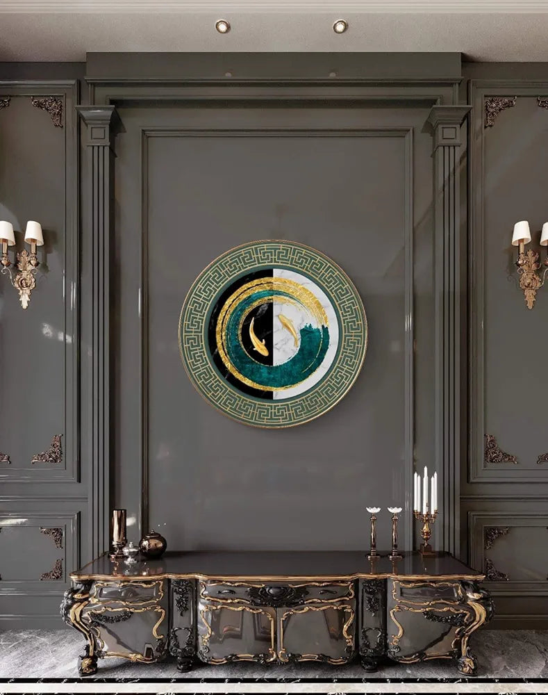 Livin'luxe Paintings Fish Abstract Modern Art Premium Sparkle Lamination Golden Slim Frame Large Size GRM-17