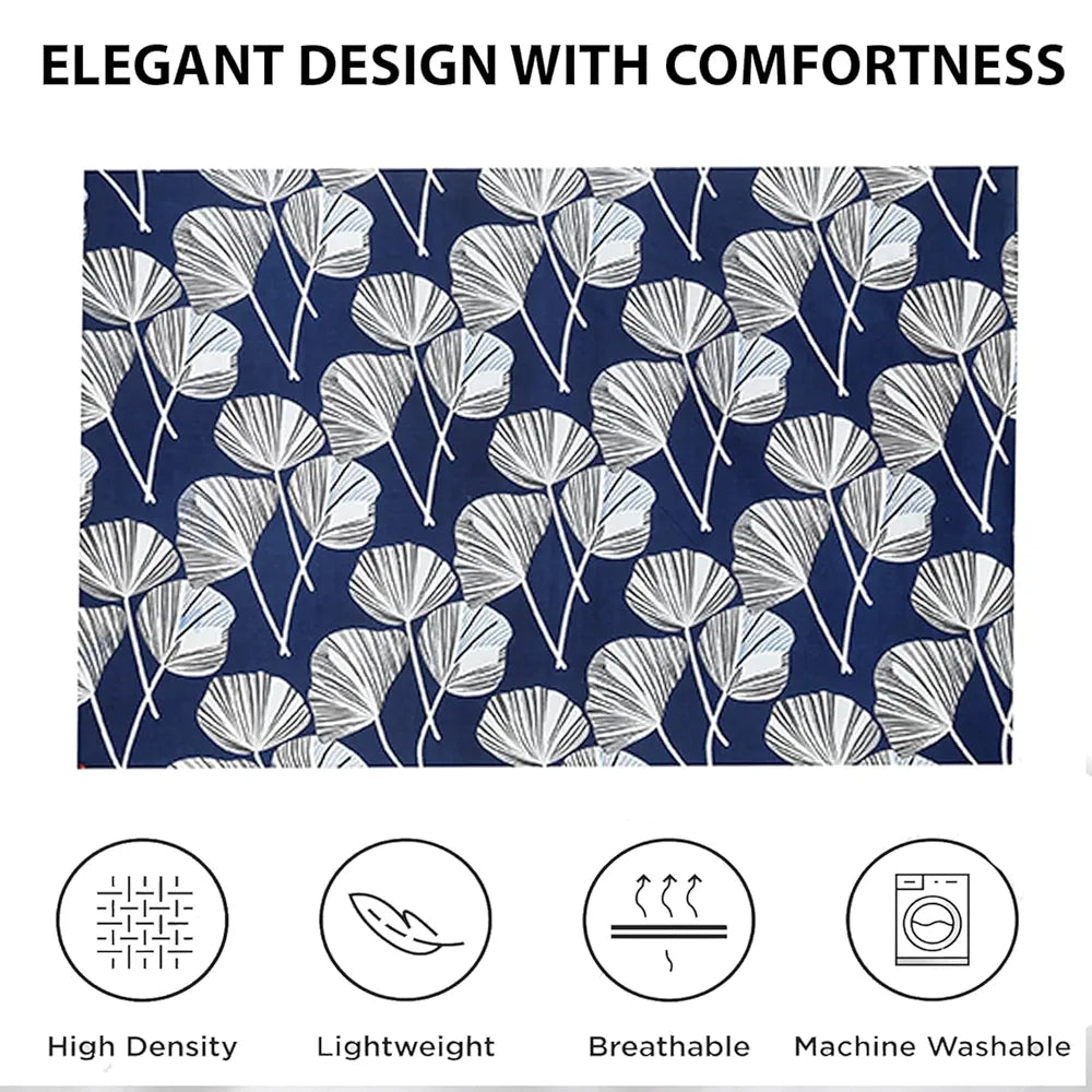 Kuber Industries Cotton Single Bedsheet with 1 Pillow Cover Patta Design Blue