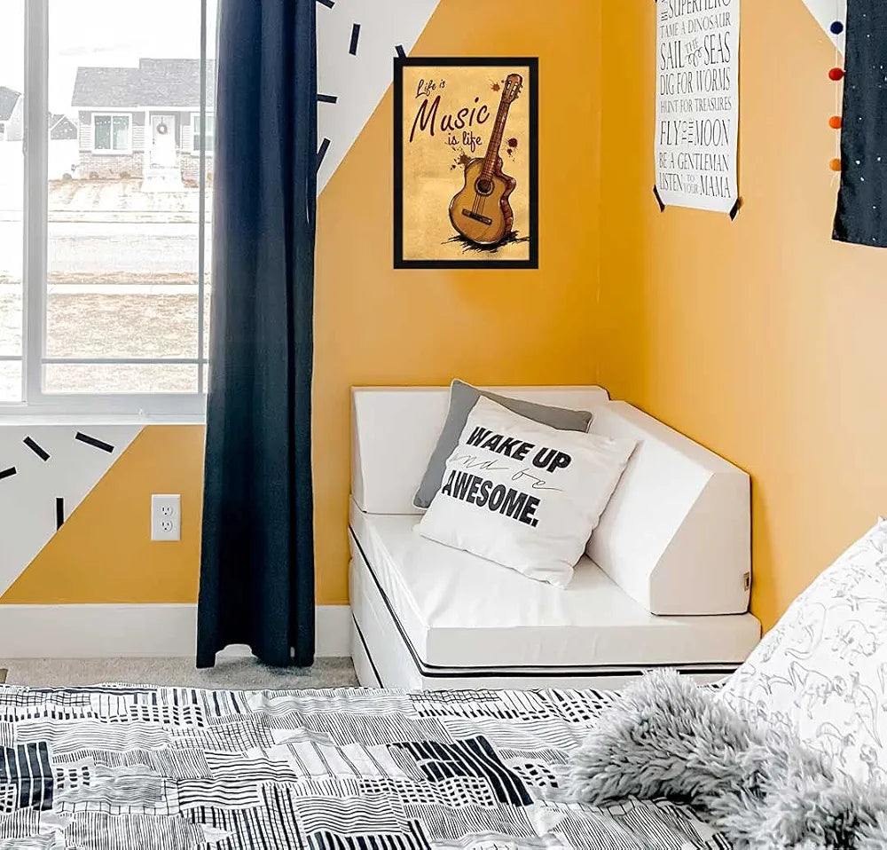 ArtX Paper Music Is Life Motivational Quote Framed Wall Art Painting