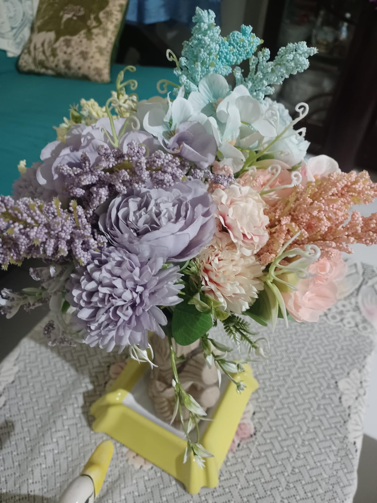 Artificial Multiflora Flower Roses Fake Sticks Bunch Without Vase Pink Fabric