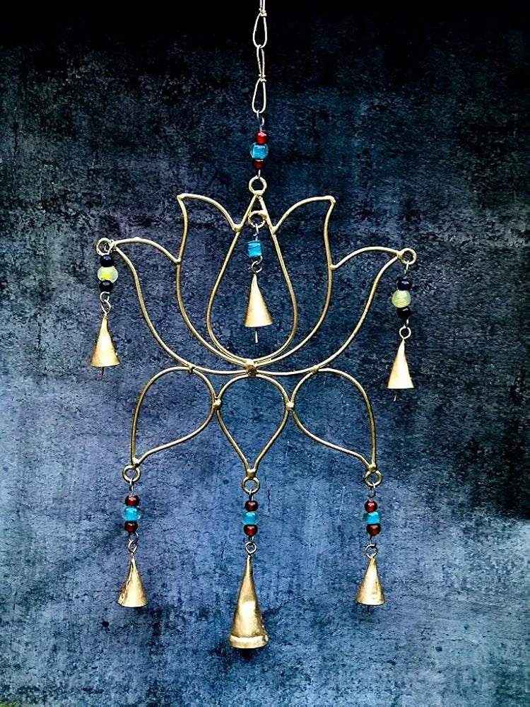 Duli Metal Lotus Windchime Wall Hanging, Feng Shui