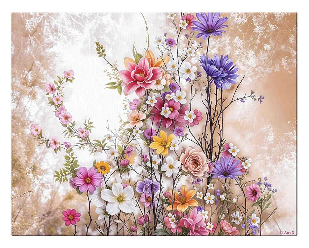 ArtX Canvas Floral Paintings for Living Room Big Size Scenery Flowers Painting