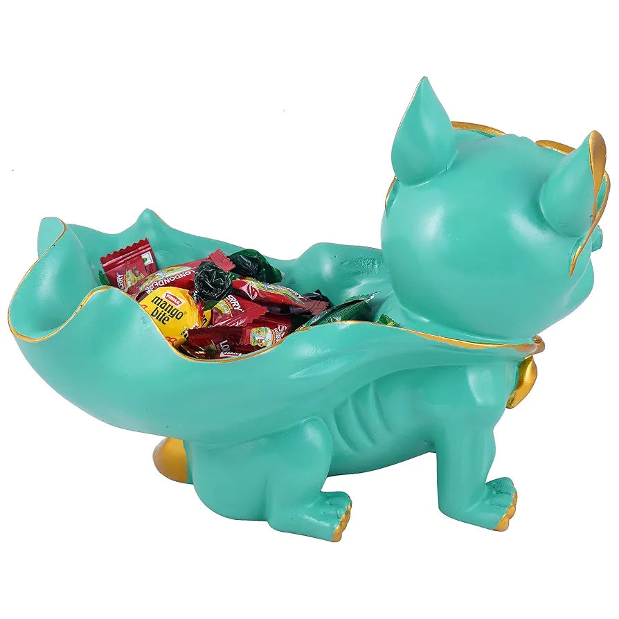 Zart Cool Dog Showpiece for Home Shelves Decor Item Dog Aquamarine Green Bask